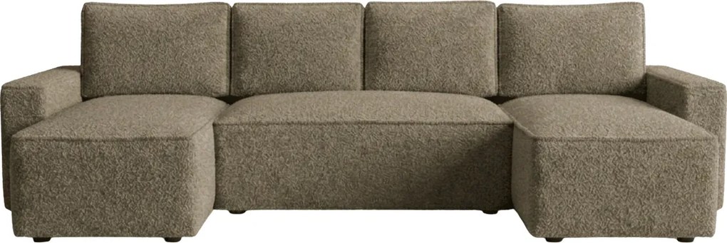 Rozkładana sofa narożna w kształcie U SMART BOUCLE 303x143 cm, ciemnobeżowa