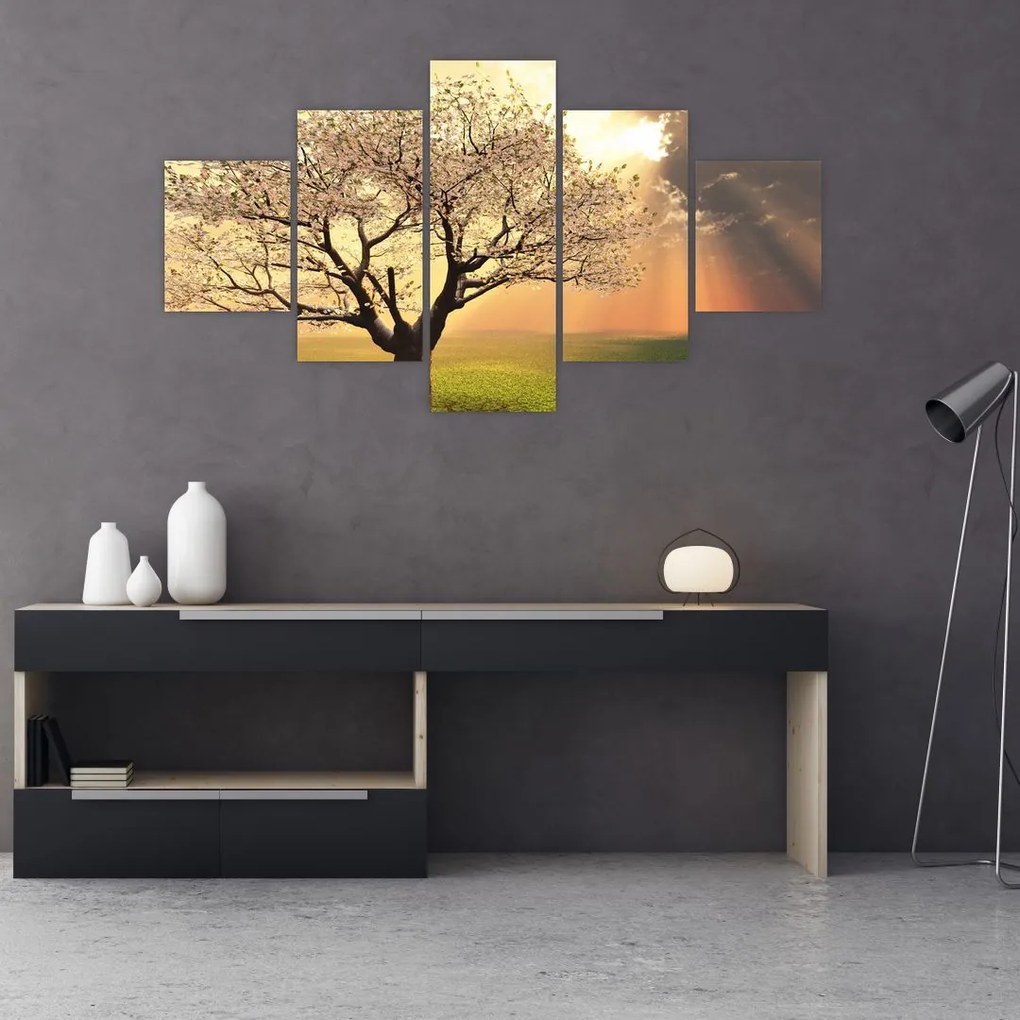Obraz drzewa na łące (125x70 cm)