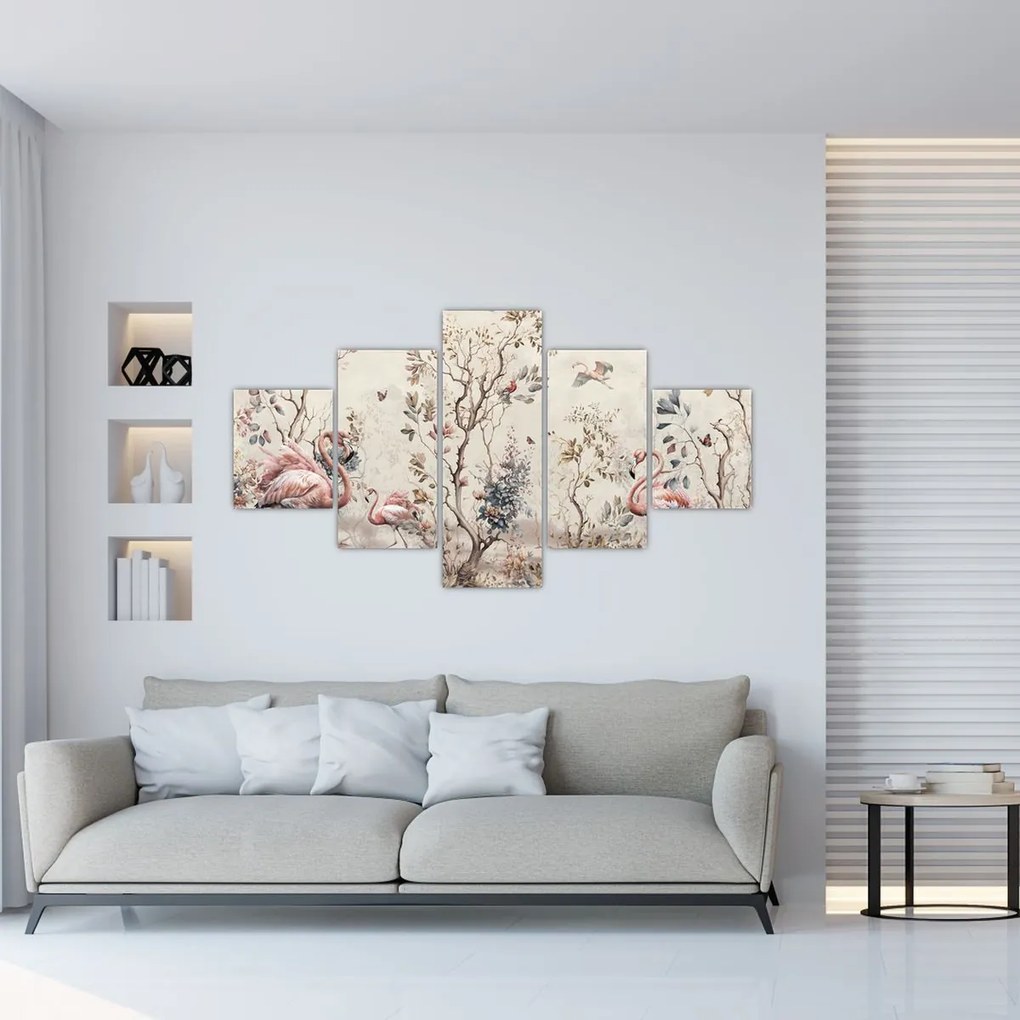 Obraz - Rysunek flamingów (125x70 cm)