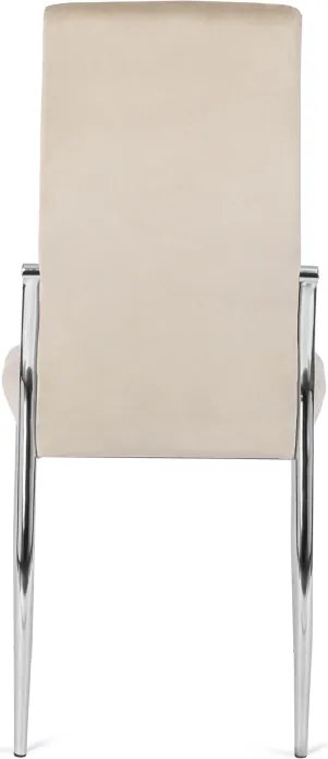 Krzesło Tapicerowane do Jadalni MOLLY Beżowe Welurowe Nowoczesne