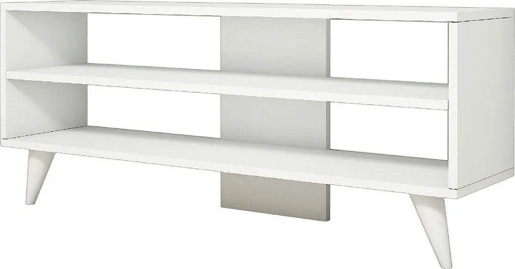 Stojak pod telewizor – 120 cm x 50 cm x 29,6 cm – Biały – Płyta wiórowa pokryta melaminą