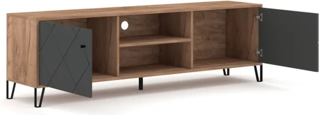 Szafka RTV Dwudrzwiowa BACARDI 183 cm Dąb Craft Tobacco/Grafit Nowoczesna