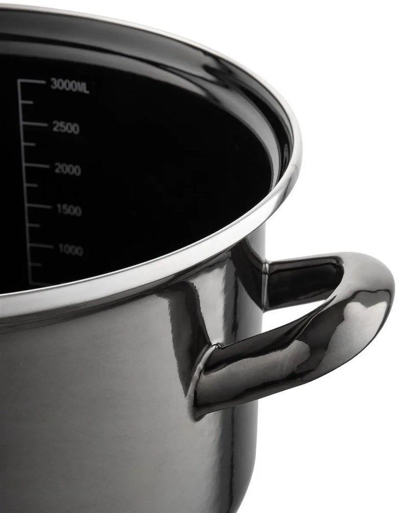 Emaliowany garnek z pokrywką 3,3 l, czarny