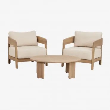 Zestaw Ogrodowy Z 2 Fotelami I Stolikiem Kawowym Z Drewna Akacjowego Uleno Jasny Akacjowy Brąz - Sklum