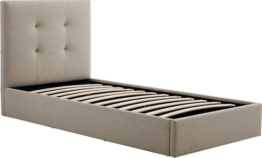 Łóżko z pojemnikiem 90 x 190 cm – Tkanina – Taupe – CALINIDA