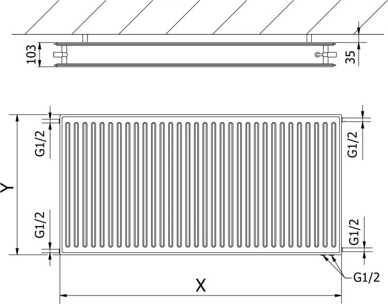 Mexen CVH20 Hygiene grzejnik płytowy 600 x 2000 mm, podłączenie dolne, 2198 W, antracyt - W620H-060-200-66