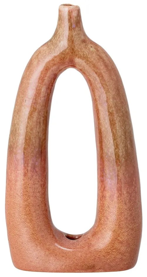 Pomarańczowy dekoracyjny kamionkowy wazon Bloomingville Baldrian, wys. 24,5 cm