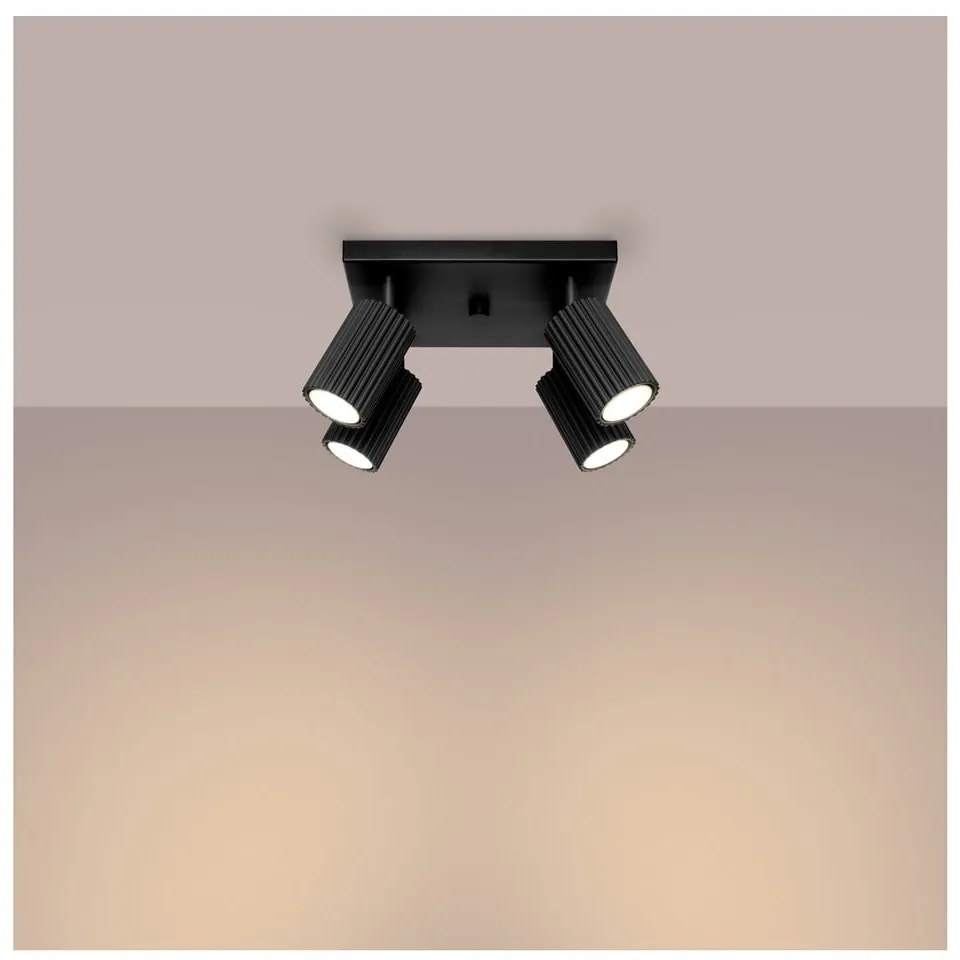 Czarna lampa sufitowa 25x25 cm Gleam – Sollux