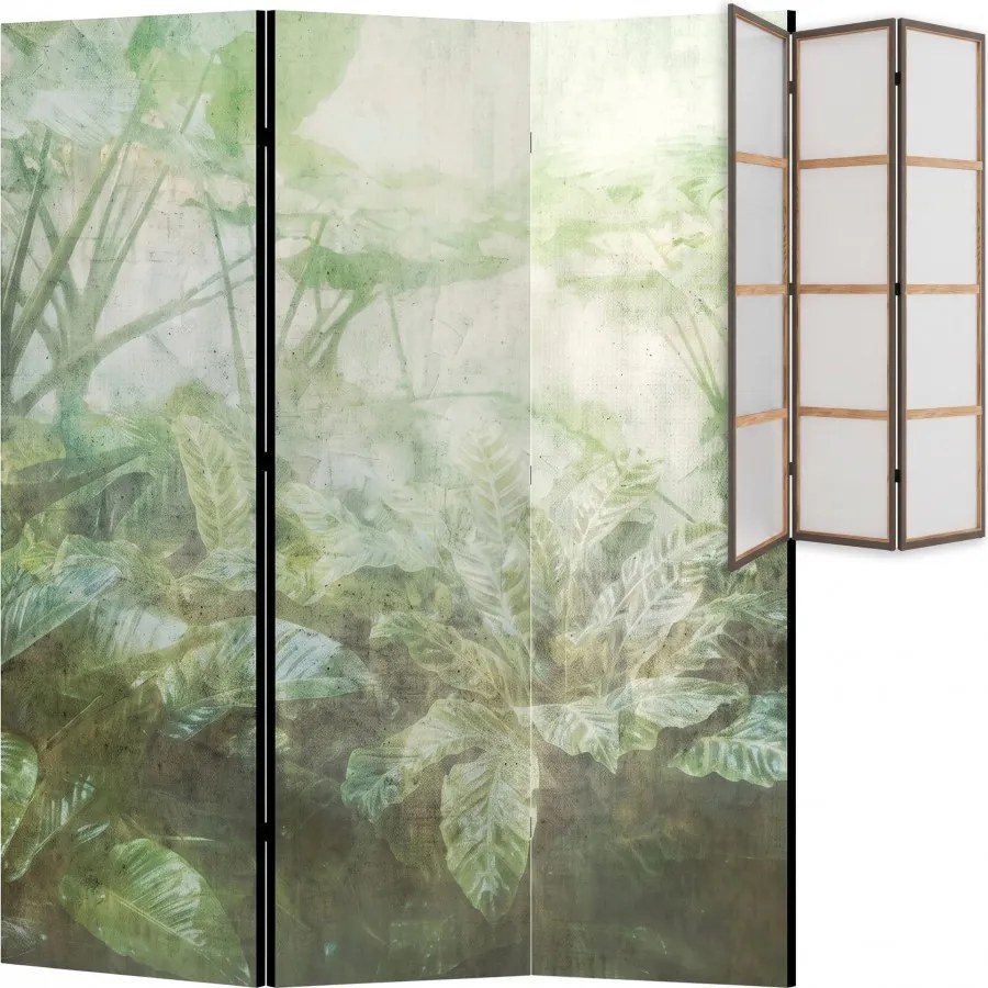 Parawan pokojowy 3-częściowy 135x172 Jednostronny dekoracyjny boho botaniczny Mgła Tropikalnego Ogrodu