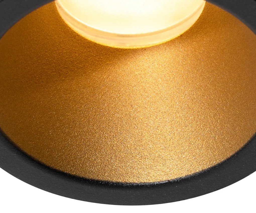 Zewnetrzna Set van 6 moderne inbouwspots zwart met goud GU10 35mm IP44 - Dept Nowoczesny Oswietlenie zewnetrzne