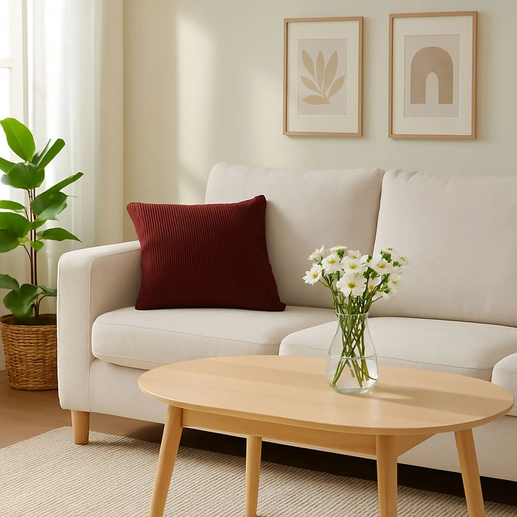 Poduszka dekoracyjna sztruksowa z lamówką, 40 x 40 cm