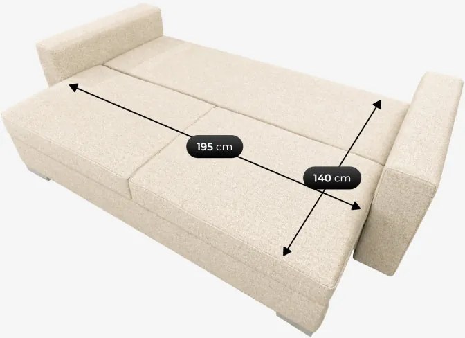 Sofa z Funkcją Spania DRAVOS Kremowa Boucle Nowoczesna