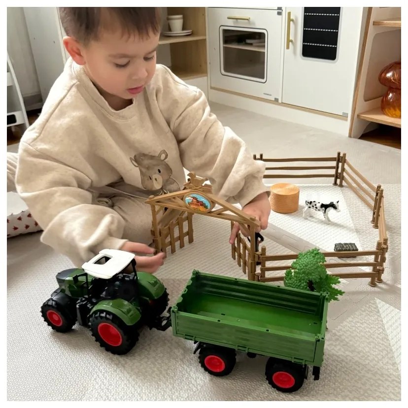 Woopie zestaw mini farma traktor zwierzęta osada farma rolnik narzędzia