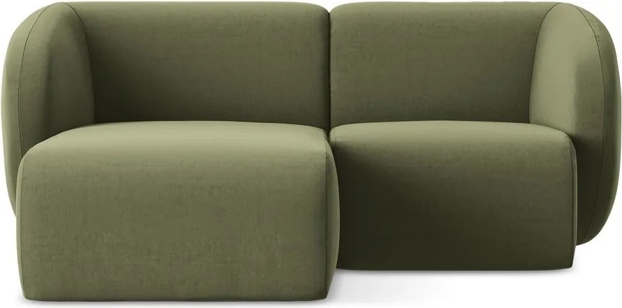 Zielony aksamitny narożnik (lewostronny/z szezlongiem) Lani – Makamii