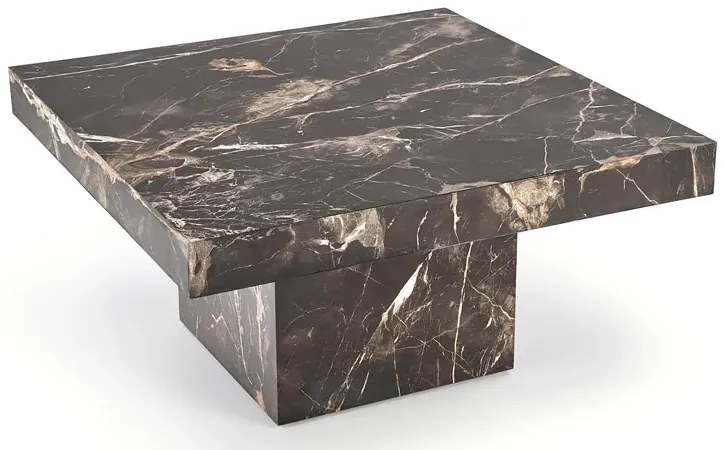 Czarny kwadratowy stolik imitujący marmur E8-P92
