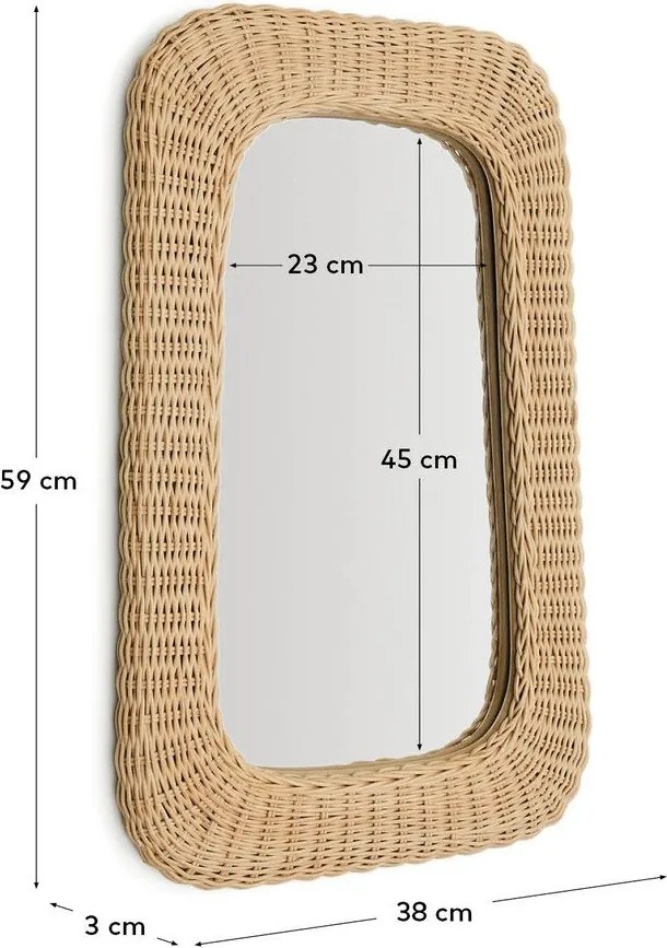 Lustro ścienne z rattanową ramą 38x59 cm Zilna – Kave Home