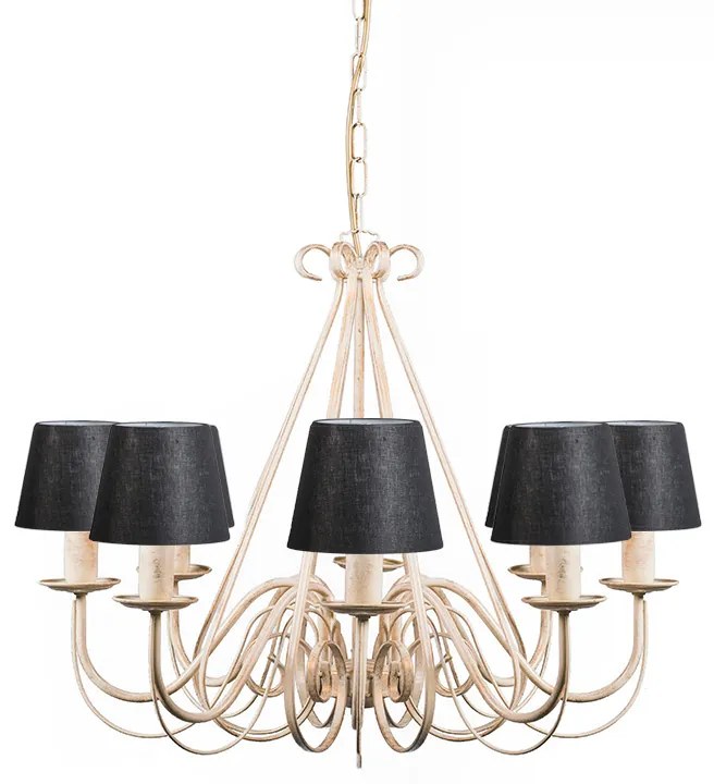 Lampa wisząca kremowa z kloszem zaciskowym 12 cm czarny - Giuseppe klasyczny/Antyczny Oswietlenie wewnetrzne