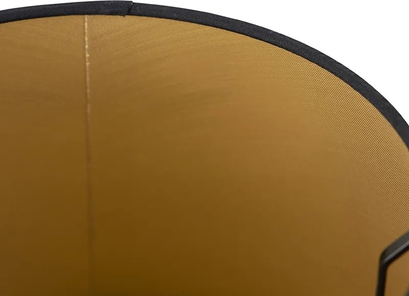 Czarny abażur bawełniany ze złotym wnętrzem 25/20/16