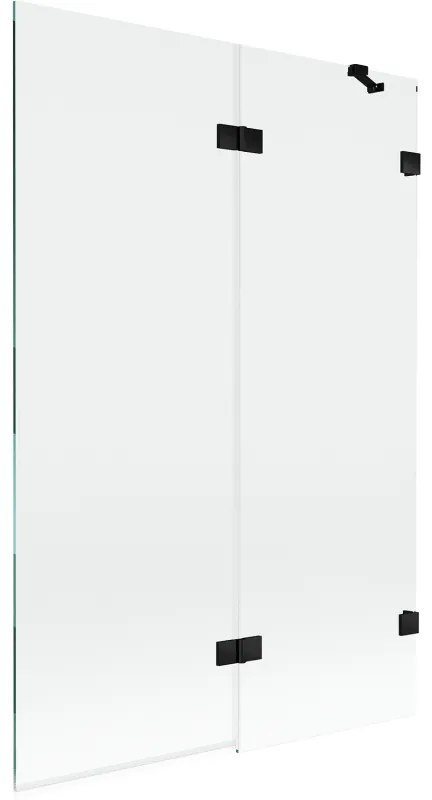 Mexen Lunar parawan nawannowy 2-skrzydłowy prawy 120 x 150 cm, transparent, czarny - 897-120-100-70-00-P