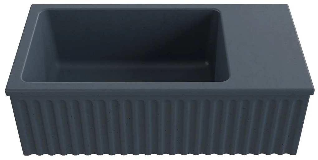 Umywalka betonowa ryflowana nablatowa / wisząca prostokątna 60 x 30 cm WELLE | różne kolory : Kolor - Grafitowy, Typ montażu - podwieszana