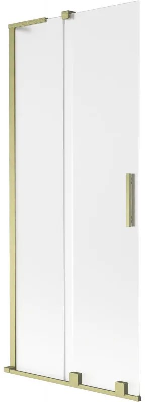 Mexen Velar L parawan nawannowy 2-skrzydłowy rozsuwany 85 x 150 cm, szron, złoty szczotkowany - 896-085-003-31-55