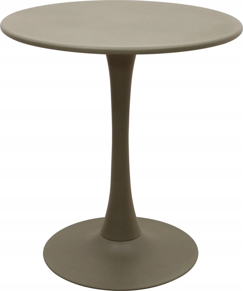 Stolik Ogrodowy Okrągły 70 cm Beżowy Metalowy Na Taras, Do Ogrodu, Kawiarni