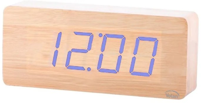 Duży zegar elektroniczny budzik led drewniany cyfrowy stojący termometr dat