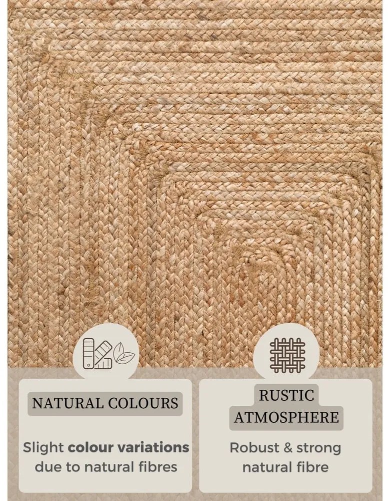 Chodnik z juty dwustronny/tkany ręcznie w naturalnym kolorze 80x200 cm Juno – Hanse Home