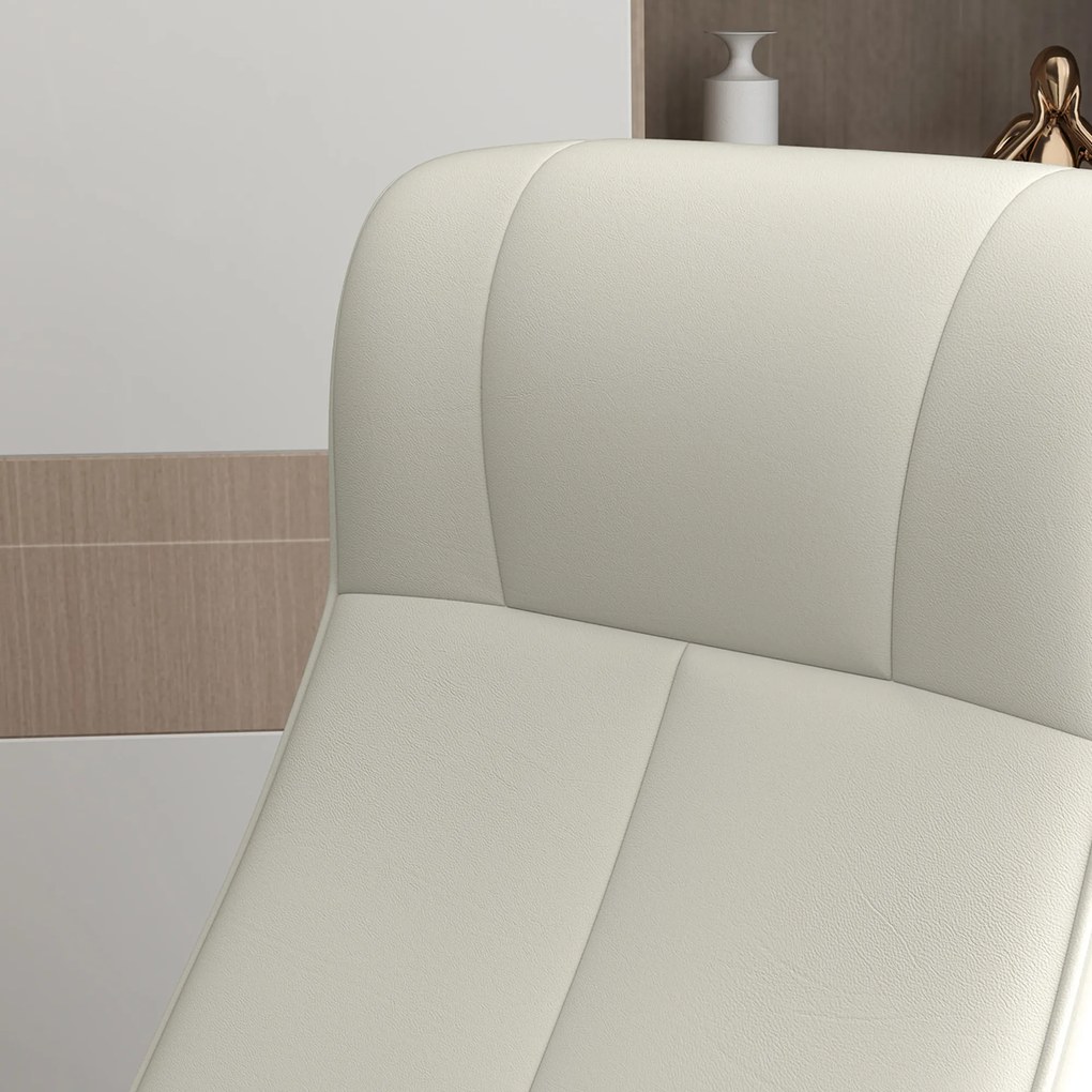 HOMCOM Fotel Relaksacyjny z Podnóżkiem, Obrotowy, Ergonomiczny, w Mikrofibrze, do 150 kg, Kremowobiały