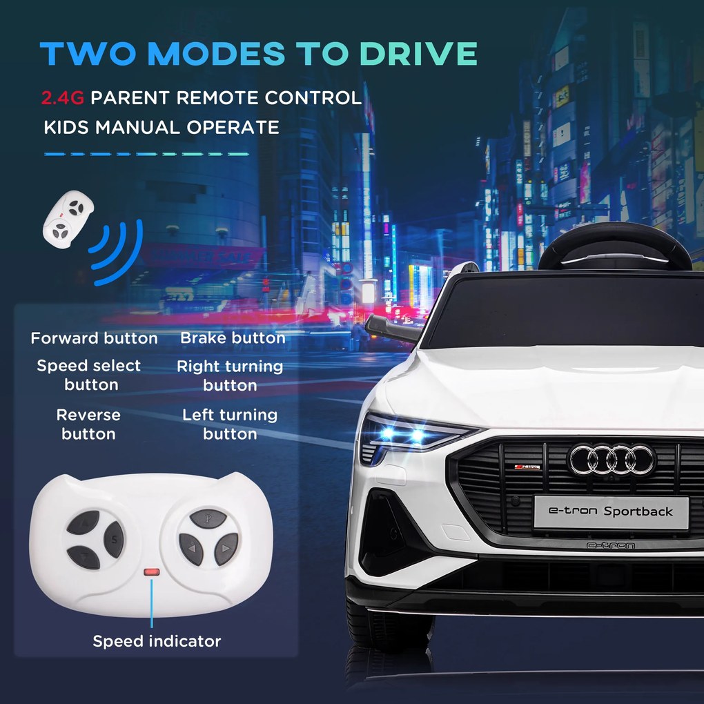 Elektryczny samochód dziecięcy HOMCOM Audi 3–8 km/h biały