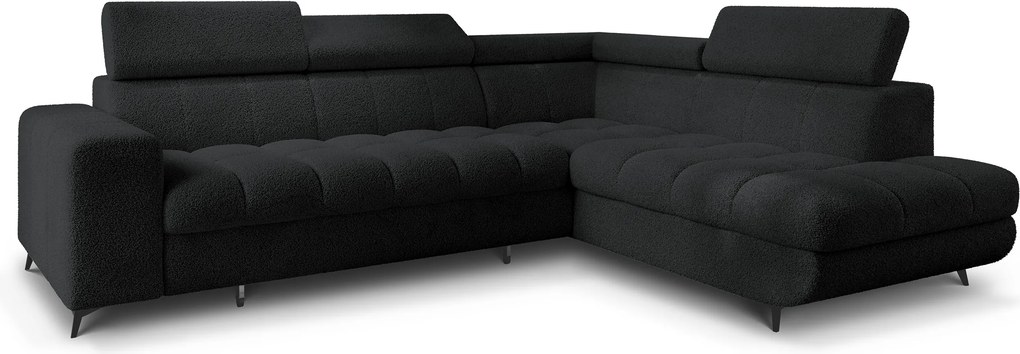 Masseno Narożnik MORIVA z funkcją spania i pojemnikiem na pościel Narozniki L, Rozkładana sofa - Czarny, QUELLE 100