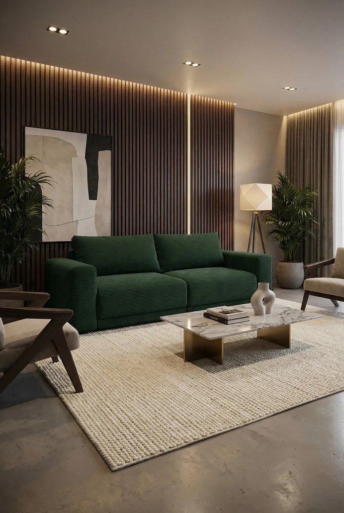 Sztruksowa kanapa rozkładana butelkowa zieleń - Dierra