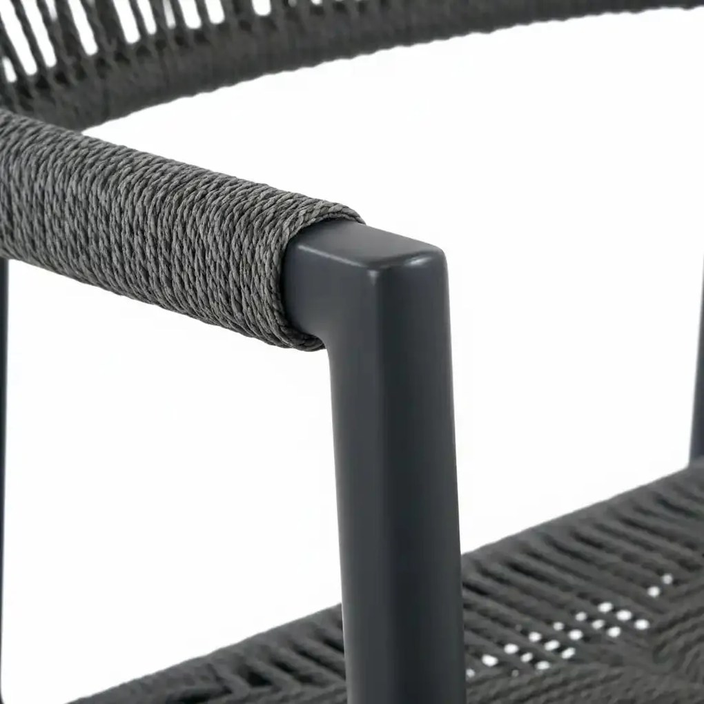 Krzesło Ogrodowe Antracyt 56x60x78 cm Plecione Ręcznie Sznurki Nowoczesne