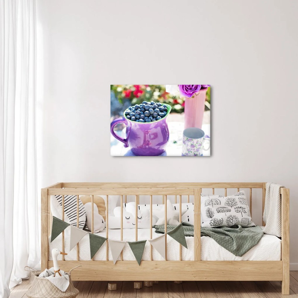 Obraz - jagody w filiżance (70x50 cm)