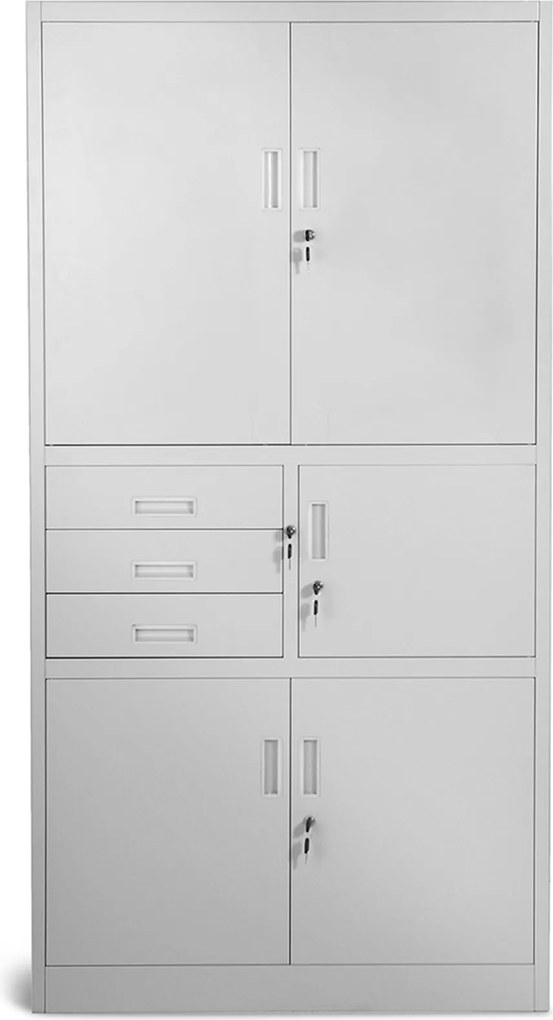 Biurowa szafa na akta z sejfem Filip II 90x40x185 cm szara