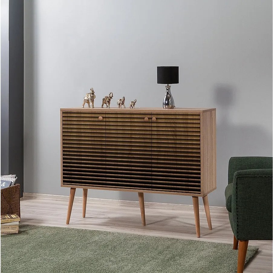 Nowoczesna komoda – 120 x 90 x 36 cm – Dąb Sonoma – 100% melamina