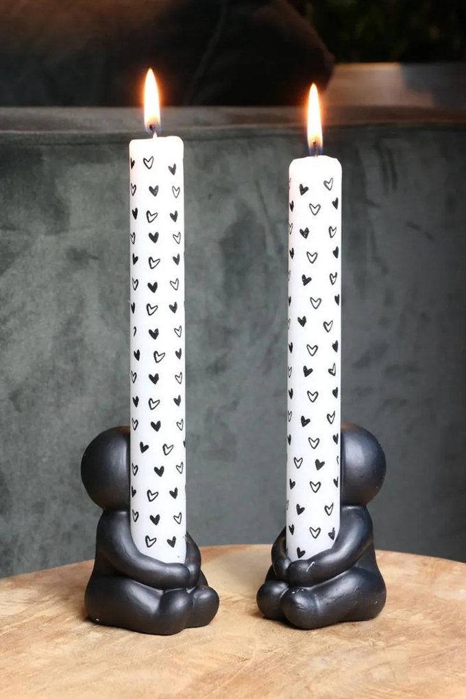 Zestaw 2 kamionkowych świeczników IDEAS 4 SEASONS, czarny