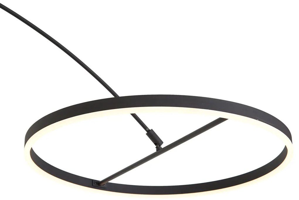 Luk Designerska lampa łukowa podłogowa czarna z LED z 3-stopniowym ściemnianiem - AnelloDesignerski Oswietlenie wewnetrzne