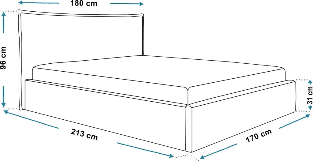 Łóżko Slim 14 z pojemnikiem i stelażem 160x200 cm, kolor Puente 03
