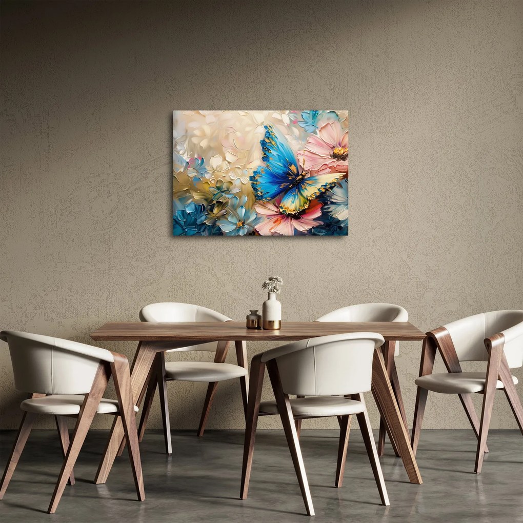 Obraz - Malowanie kwiatów i motyli (70x50 cm)