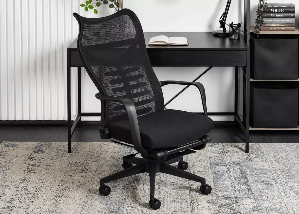 Ergonomiczny fotel biurowy Anaya z regulowanym zagłówkiem i wysuwanym podnóżkiem – komfort i design na najwyższym poziomie