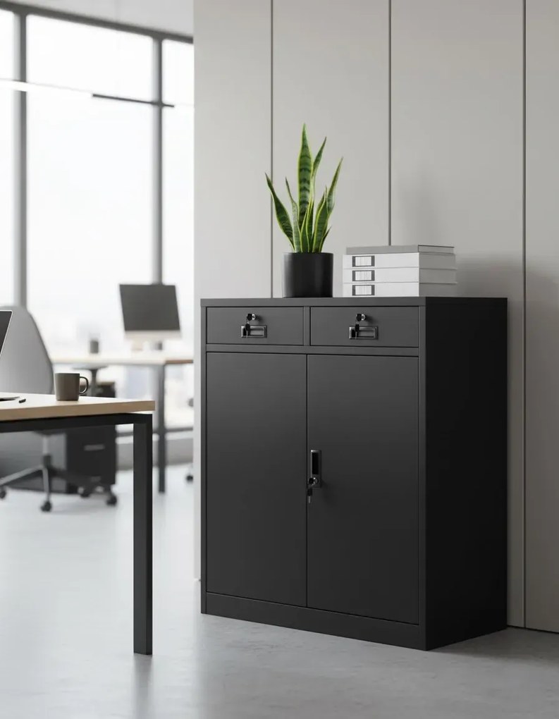 Antracytowa szafka biurowa z szufladami S7-M00