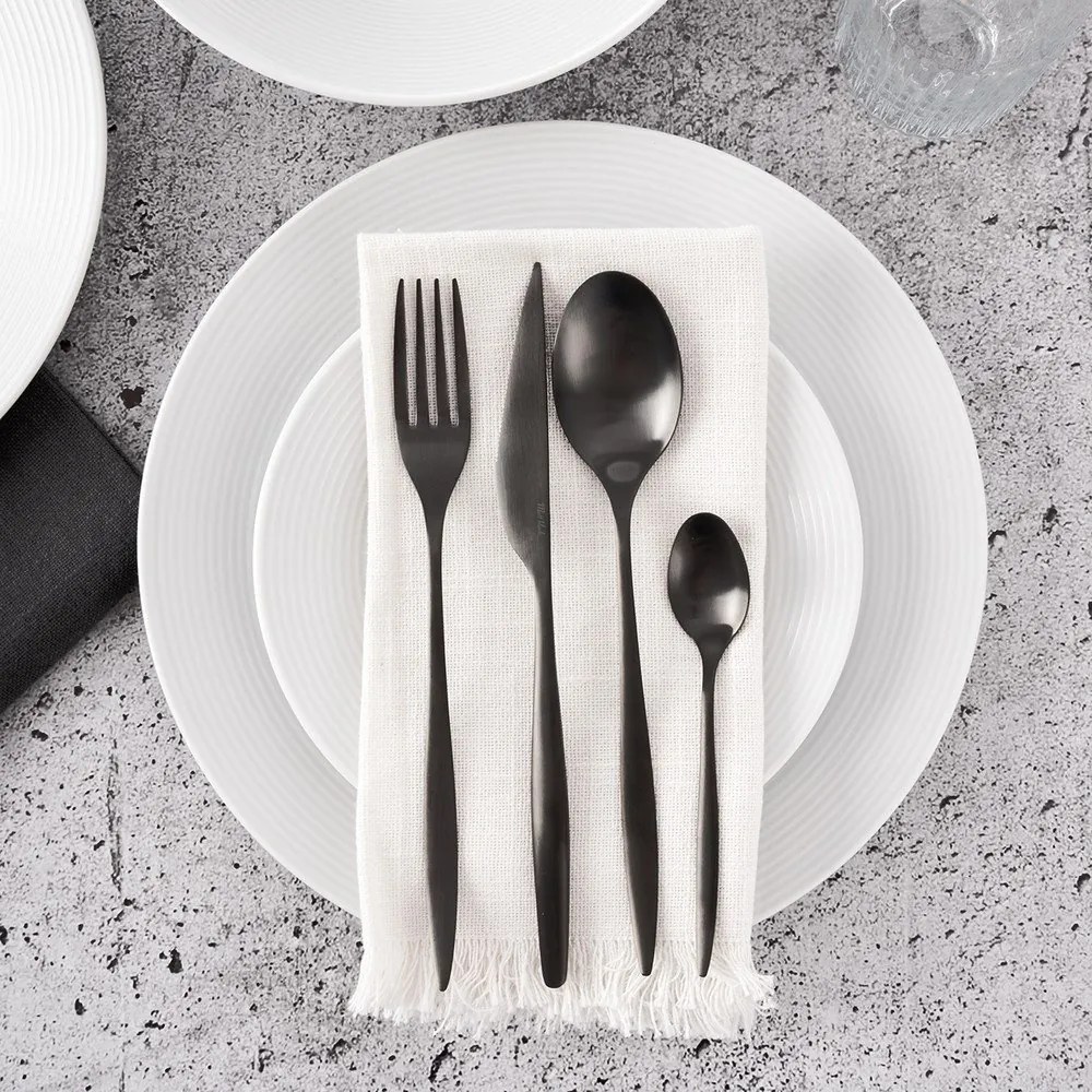 Czarne sztućce ze stali nierdzewnej 24 szt. – Orion