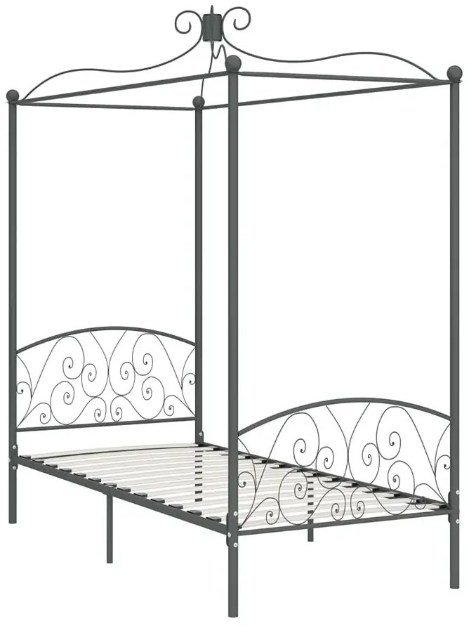 Szare metalowe łóżko z baldachimem 100x200 cm P8-A22