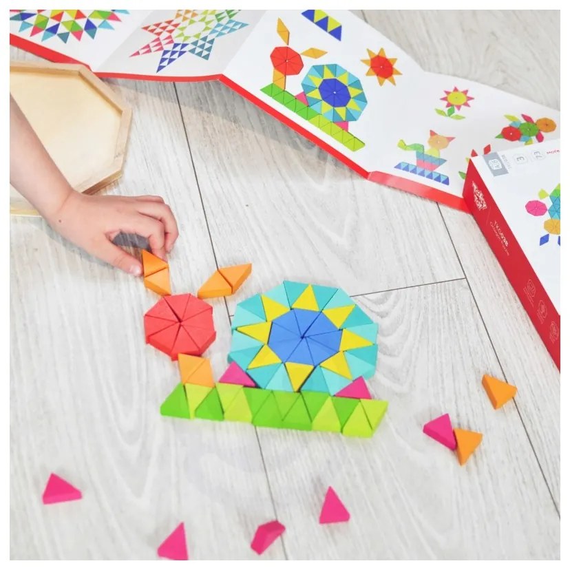 Tooky toy puzzle ośmiokątne drewniana mozaika edukacyjna (73el.)