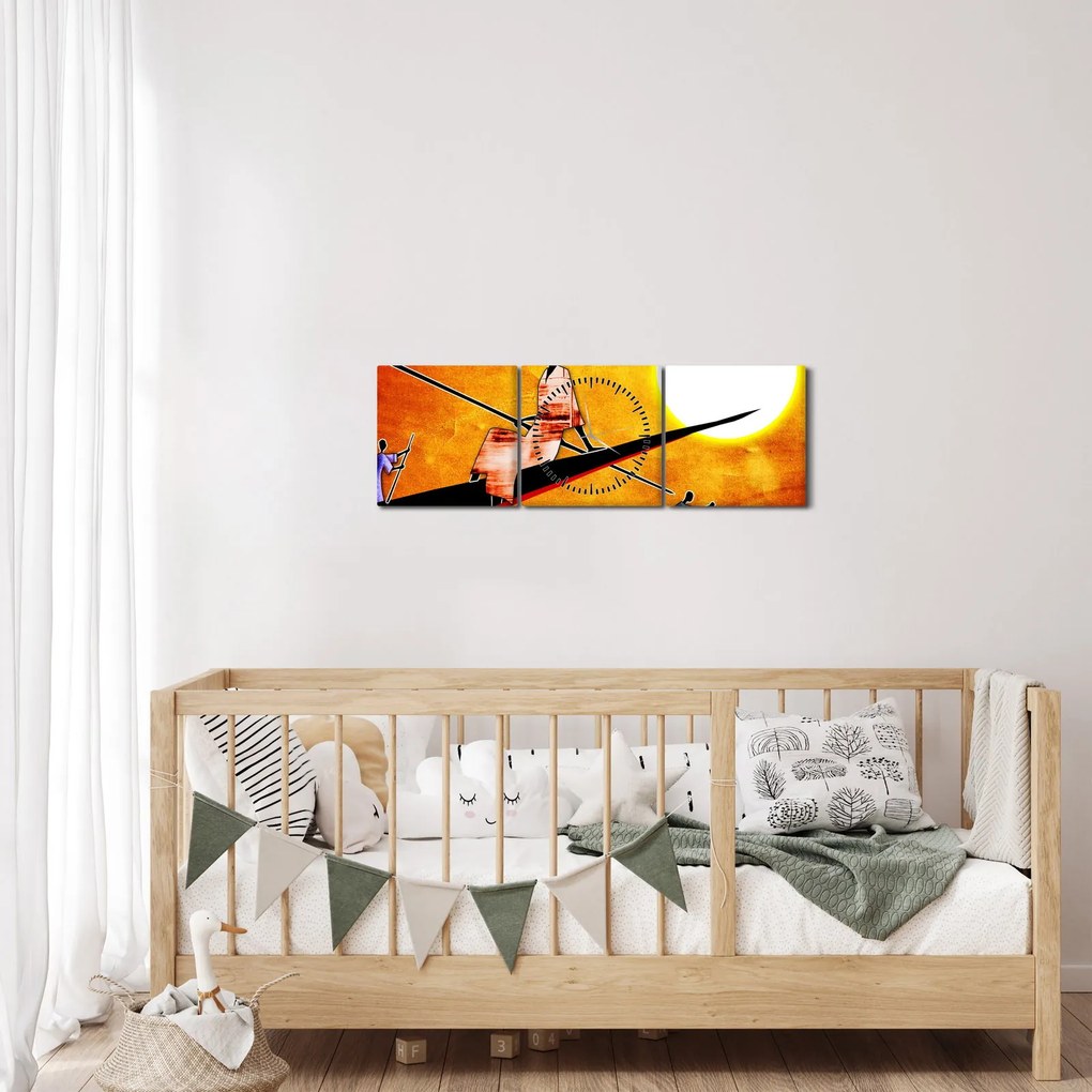 Obraz z okresu starożytnego malarstwa (z zegarem) (90x30 cm)