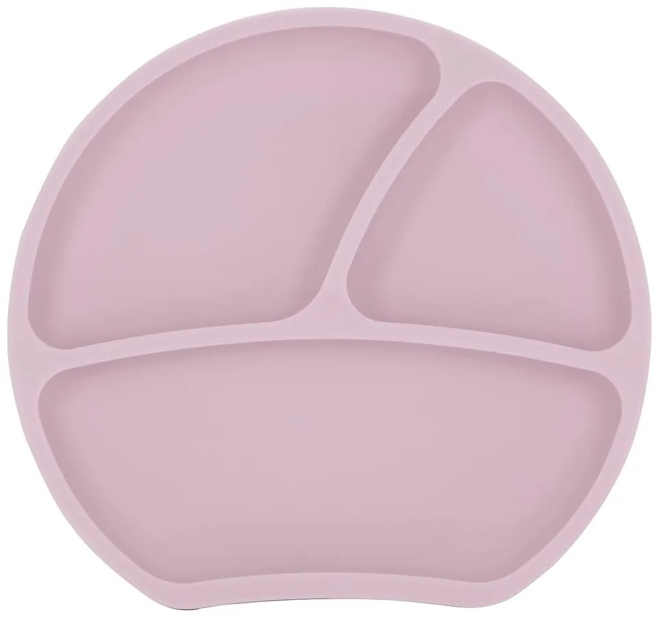 Jasnoróżowy silikonowy talerz dla dzieci 19x20,5 cm – Kindsgut