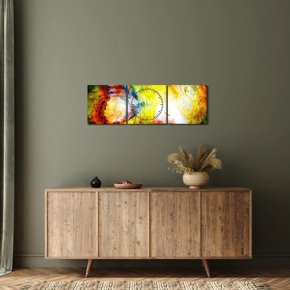 Obraz - Kosmiczny motyl (z zegarem) (90x30 cm)