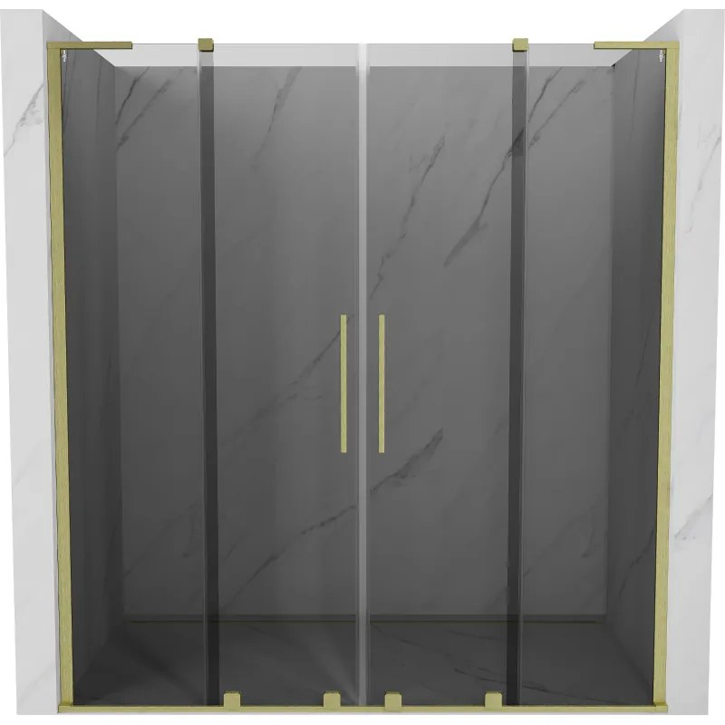 Mexen Velar L Duo drzwi prysznicowe rozsuwane 180 cm, grafit, złote szczotkowane - 871-180-003-42-55