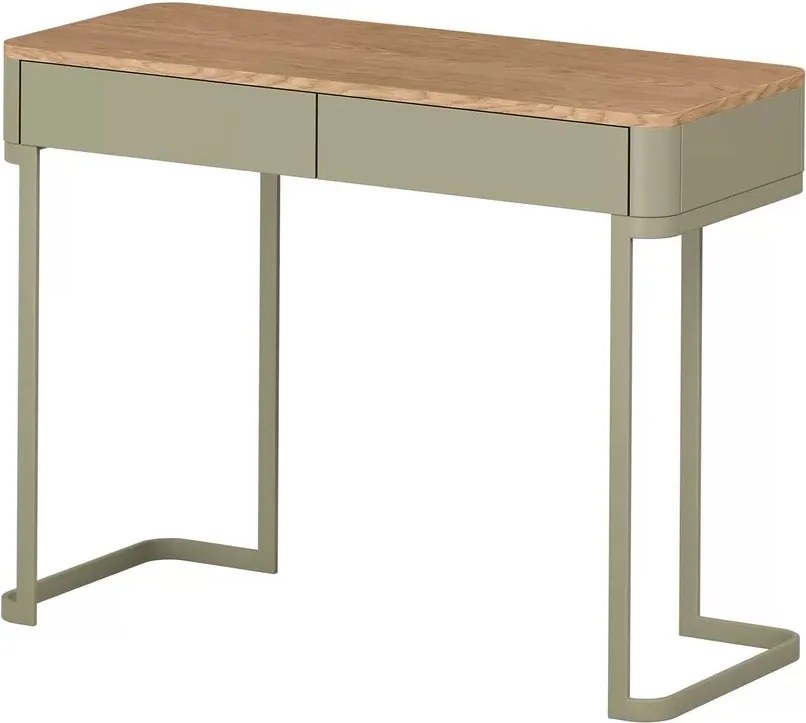 Toaletka Elivo 110 cm z szufladami na stelażu - eukaliptus / dąb baltic dune